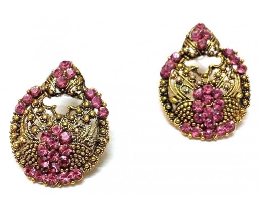 Golden Oxidized Women Earring Jhumka Jhumki Jewelry Drop PushBack Classy Gift 72